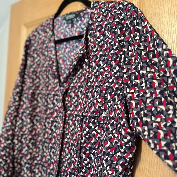 Ralph Lauren Geometric Ruffle Sleeve Blouse - Picture 7 of 8